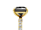 Yellow gold Fancy Black Princess Cut Diamond Solitaire Ring with Pave Band and Four Prong Setting_17
