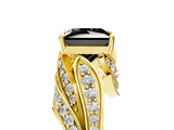 Yellow gold Fancy Black Princess Cut Diamond Solitaire Ring with Prong Setting and Twisted Pavé Band_5