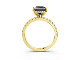 Yellow gold Fancy Black Princess Cut Diamond Solitaire Ring with Round  Pavé Band and Four-Prong Setting_39