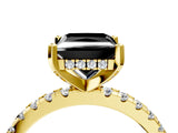 Yellow gold Fancy Black Princess Cut Diamond Solitaire Ring with Round  Pavé Band and Four-Prong Setting_40