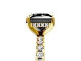 Yellow gold Fancy Black Princess Cut Diamond Solitaire Ring with Round  Pavé Band and Four-Prong Setting_41