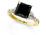 Yellow gold Fancy Black Princess Cut Diamond Solitaire Ring with Side Stones and Four-Prong Setting_13