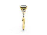 Yellow gold Fancy Black Princess Cut Diamond Solitaire Ring with Side Stones and Four-Prong Setting_14