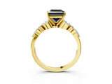 Yellow gold Fancy Black Princess Cut Diamond Solitaire Ring with Side Stones and Four-Prong Setting_15