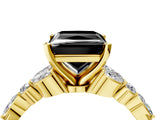 Yellow gold Fancy Black Princess Cut Diamond Solitaire Ring with Side Stones and Four-Prong Setting_16