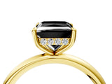 Yellow gold Fancy Black Princess Cut Diamond Solitaire Ring with Thin Band and Four-Prong Setting_4