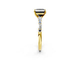Yellow gold Fancy Black Princess Cut Diamond Solitaire with Side Baguettes and Channel Set Band_2