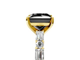 Yellow gold Fancy Black Princess Cut Diamond Solitaire with Side Baguettes and Channel Set Band_5