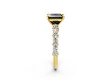 Yellow gold Fancy Black Princess Cut Diamond Solitaire with Side Stones, Pave Band, Four-Prong Setting_38