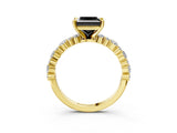Yellow gold Fancy Black Princess Cut Diamond Solitaire with Side Stones, Pave Band, Four-Prong Setting_39