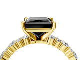 Yellow gold Fancy Black Princess Cut Diamond Solitaire with Side Stones, Pave Band, Four-Prong Setting_40