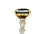 Yellow gold Fancy Black Princess Cut Diamond Solitaire with Side Stones, Pave Band, Four-Prong Setting_41