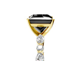 Yellow gold Fancy Black Princess Cut Diamond Solitaire with Side Stones on a Pavé Band and Four-Prong Setting_5