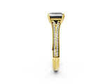 Yellow gold Fancy Black Princess Cut Diamond Split Shank Engagement Ring with Pavé Band_2