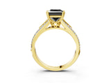 Yellow gold Fancy Black Princess Cut Diamond Split Shank Engagement Ring with Pavé Band_3