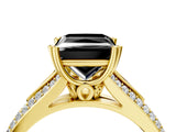 Yellow gold Fancy Black Princess Cut Diamond Split Shank Engagement Ring with Pavé Band_4