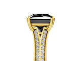 Yellow gold Fancy Black Princess Cut Diamond Split Shank Engagement Ring with Pavé Band_5