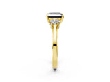 Yellow gold Fancy Black Princess Cut Diamond Three-Stone Engagement Ring with Prong Setting and Pavé Band_2
