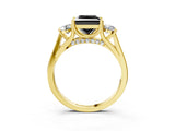 Yellow gold Fancy Black Princess Cut Diamond Three-Stone Engagement Ring with Prong Setting and Pavé Band_3