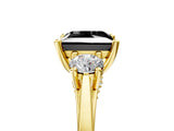 Yellow gold Fancy Black Princess Cut Diamond Three-Stone Engagement Ring with Prong Setting and Pavé Band_5