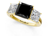 Yellow gold Fancy Black Princess Cut Diamond Three-Stone Ring with Four-Prong Setting and Classic Band_1