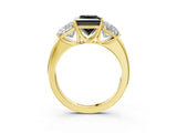 Yellow gold Fancy Black Princess Cut Diamond Three-Stone Ring with Four-Prong Setting and Classic Band_3
