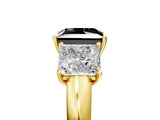 Yellow gold Fancy Black Princess Cut Diamond Three-Stone Ring with Four-Prong Setting and Classic Band_5