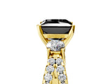 Yellow gold Fancy Black Princess Cut Diamond Three-Stone Ring with Pavé Split Shank and Four-Prong Setting_5