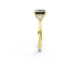 Yellow gold Fancy Black Princess Cut Diamond Three-Stone Ring with Pear Side Stones and Four-Prong Setting_26