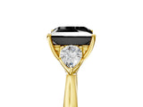 Yellow gold Fancy Black Princess Cut Diamond Three-Stone Ring with Pear Side Stones and Four-Prong Setting_29