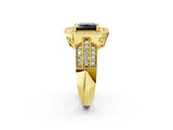 Yellow gold Fancy Black Princess Cut Halo Diamond Engagement Ring with Pave Split Shank and Four-Prong Setting_2