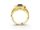 Yellow gold Fancy Black Princess Cut Halo Diamond Engagement Ring with Pave Split Shank and Four-Prong Setting_3