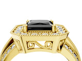 Yellow gold Fancy Black Princess Cut Halo Diamond Engagement Ring with Pave Split Shank and Four-Prong Setting_4