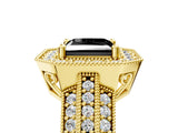 Yellow gold Fancy Black Princess Cut Halo Diamond Engagement Ring with Pave Split Shank and Four-Prong Setting_5
