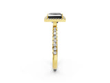 Yellow gold Fancy Black Princess Cut Halo Diamond Pave Band with Prong Setting_2