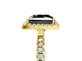 Yellow gold Fancy Black Princess Cut Halo Diamond Pave Band with Prong Setting_5