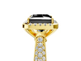 Yellow gold Fancy Black Princess Cut Halo Diamond Ring with Pavé Band_5