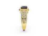 Yellow gold Fancy Black Princess Cut Halo Diamond Ring with Split Shank and Four-Prong Setting_2