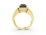 Yellow gold Fancy Black Princess Cut Halo Diamond Ring with Split Shank and Four-Prong Setting_3