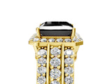 Yellow gold Fancy Black Princess Cut Halo Diamond Ring with Split Shank and Four-Prong Setting_5