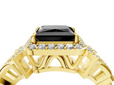 Yellow gold Fancy Black Princess Cut Halo Diamond Split Shank Engagement Ring with Four-Prong Setting_4