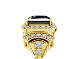 Yellow gold Fancy Black Princess Cut Halo Diamond Split Shank Engagement Ring with Four-Prong Setting_5