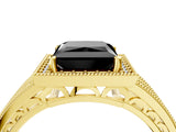 Yellow gold Fancy Black Princess Cut Halo Diamond Split Shank Ring with Prong Setting_4