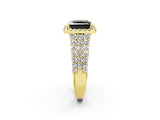 Yellow gold Fancy Black Princess Cut Halo Pavé Diamond Engagement Ring with Split Shank and Four-Prong Setting_5