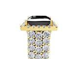 Yellow gold Fancy Black Princess Cut Halo Pavé Diamond Engagement Ring with Split Shank and Four-Prong Setting_8
