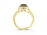 Yellow gold Fancy Black Princess Cut Halo Round Diamond Pavé Band with Four-Prong Setting_6