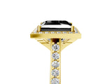 Yellow gold Fancy Black Princess Cut Halo Round Diamond Pavé Band with Four-Prong Setting_8