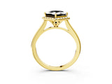 Yellow gold Fancy Black Princess Cut Halo Round Diamond Solitaire Engagement Ring with Pave Band and Four-Prong Setting_15