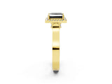 Yellow gold Fancy Black Princess Cut Halo Round Diamond Twist Band with Four-Prong Setting_2