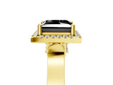 Yellow gold Fancy Black Princess Cut Halo Round Diamond Twist Band with Four-Prong Setting_5